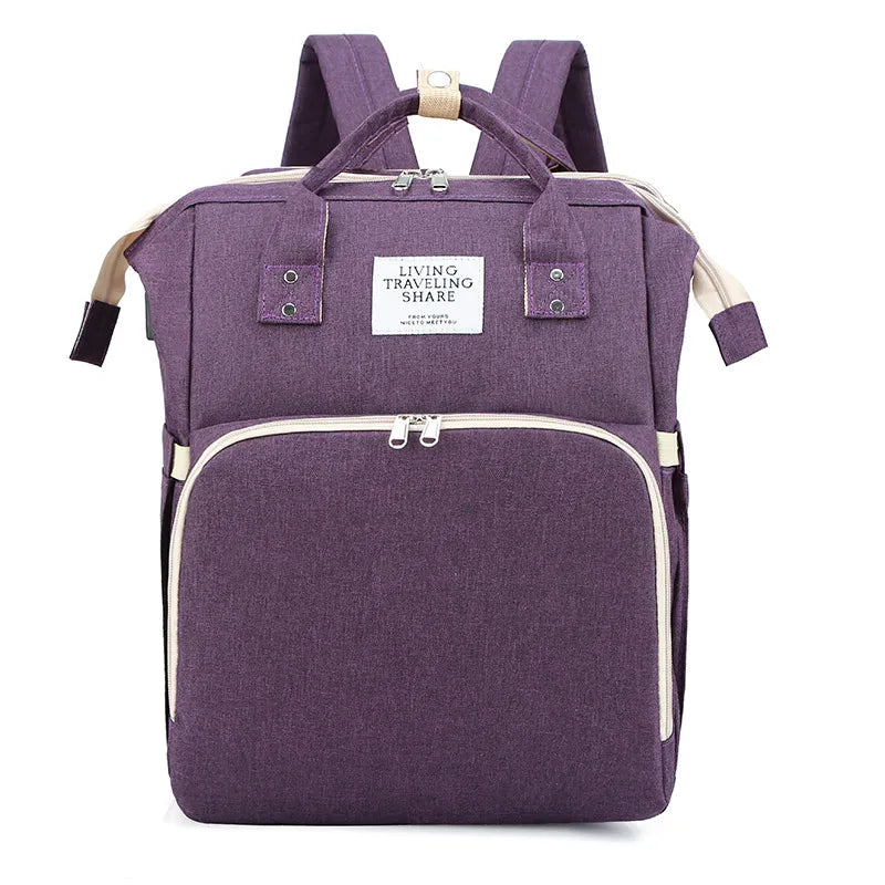 Diaper bag backpack — back view with padded, adjustable shoulder straps